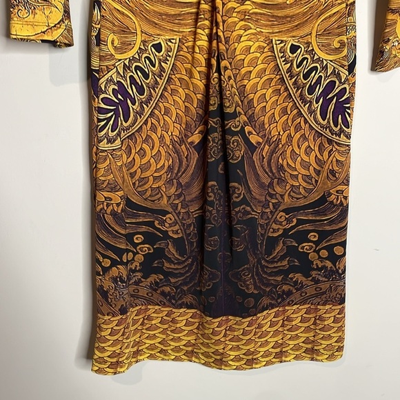 Roberto Cavalli | Women’s Gold Baroque Dragon Print Dress - Picture 3 of 7